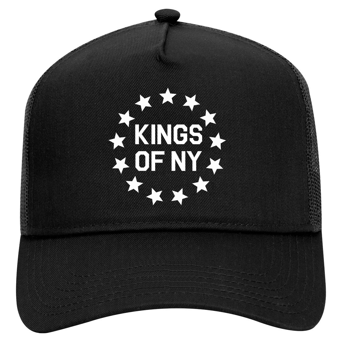 Kings Of NY Classic Stars Logo Chest Mens Mesh Trucker Hat Black