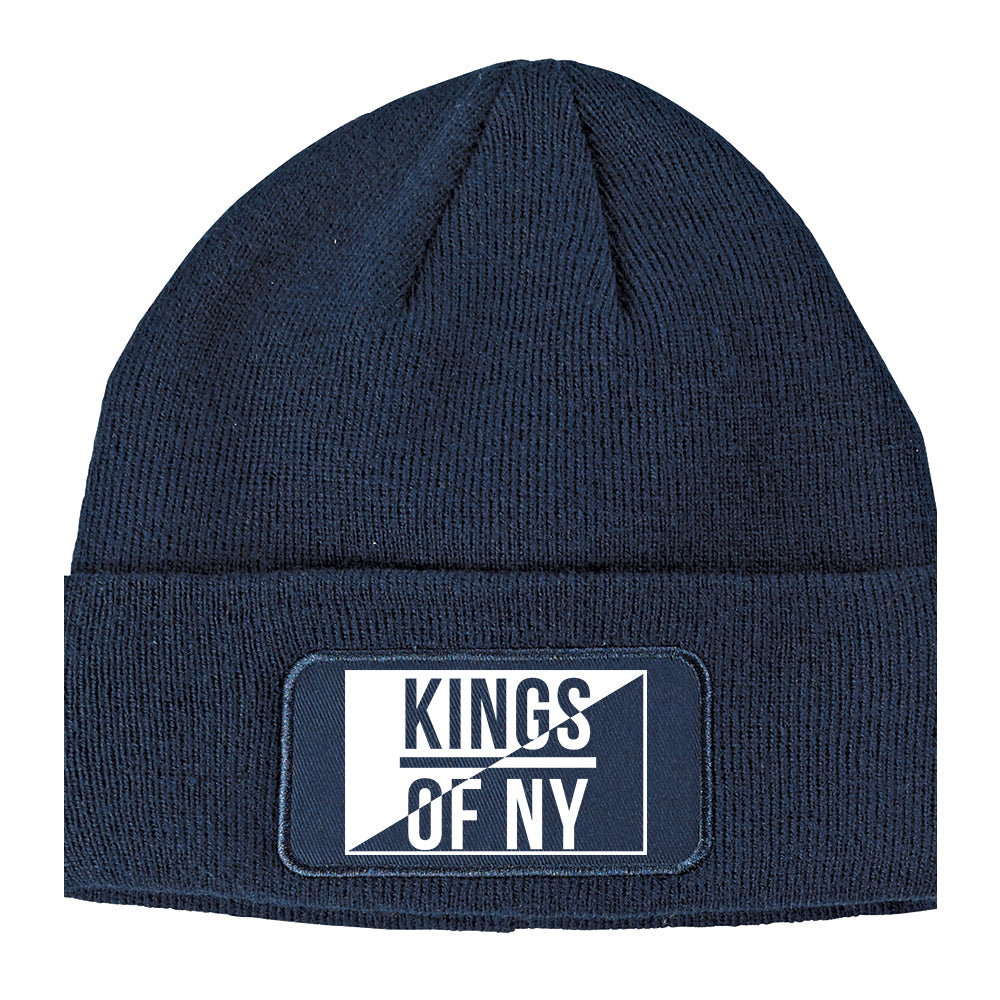 Kings Of NY Half Logo Winter Knit Adult Beanie Hat Navy Blue