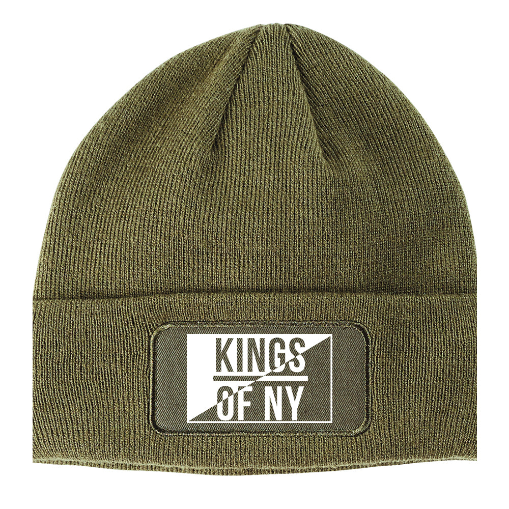 Kings Of NY Half Logo Winter Knit Adult Beanie Hat Olive Green