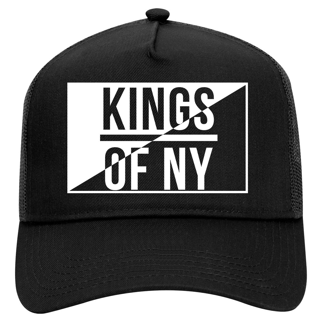 Kings Of NY Half Logo Mens Mesh Trucker Hat Black