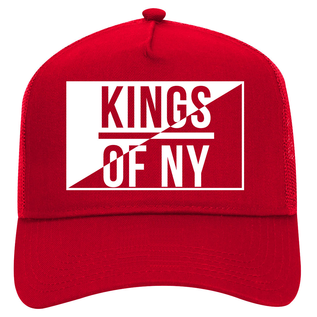 Kings Of NY Half Logo Mens Mesh Trucker Hat Red