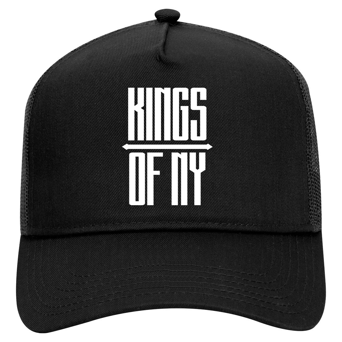 Kings Of NY Long Logo Mens Mesh Trucker Hat Black