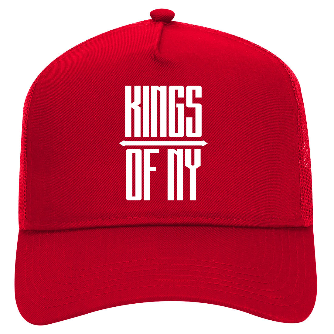 Kings Of NY Long Logo Mens Mesh Trucker Hat Red