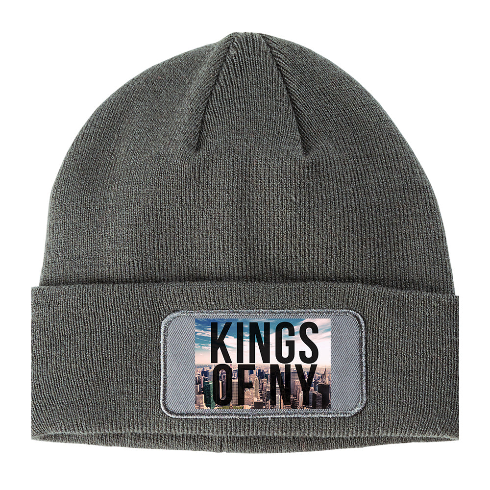 Kings Of NY Skyline Winter Knit Adult Beanie Hat Grey