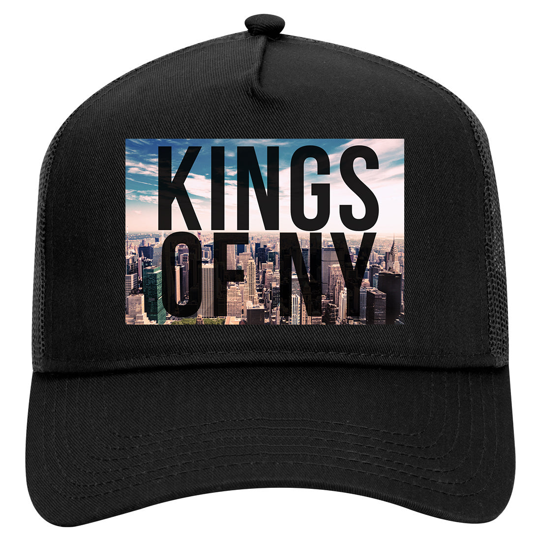 Kings Of NY Skyline Mens Mesh Trucker Hat Black