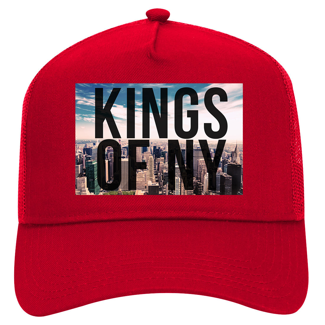Kings Of NY Skyline Mens Mesh Trucker Hat Red
