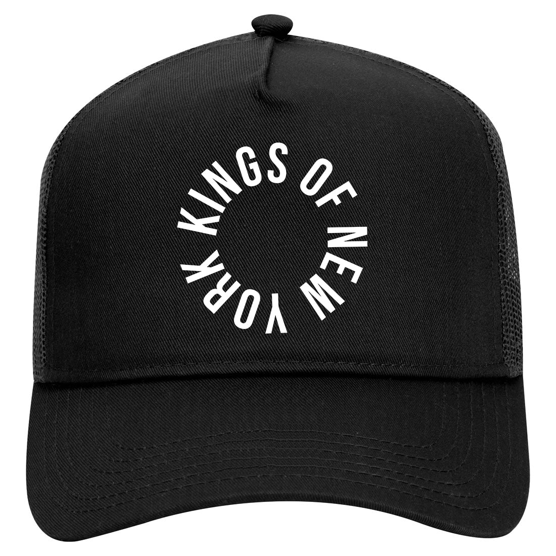 Kings Of New York Circle Logo Mens Mesh Trucker Hat Black