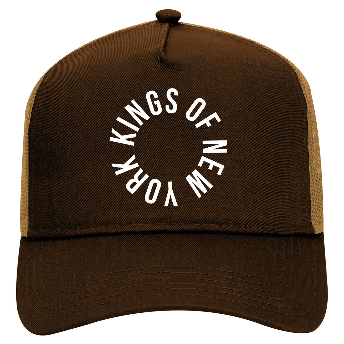 Kings Of New York Circle Logo Mens Mesh Trucker Hat Brown