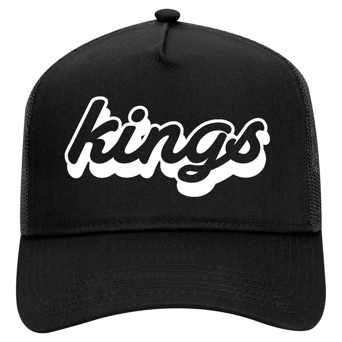 Kings Script Mens Mesh Trucker Hat Black