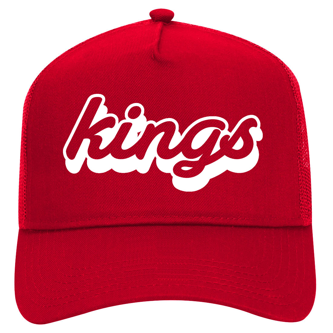 Kings Script Mens Mesh Trucker Hat Red