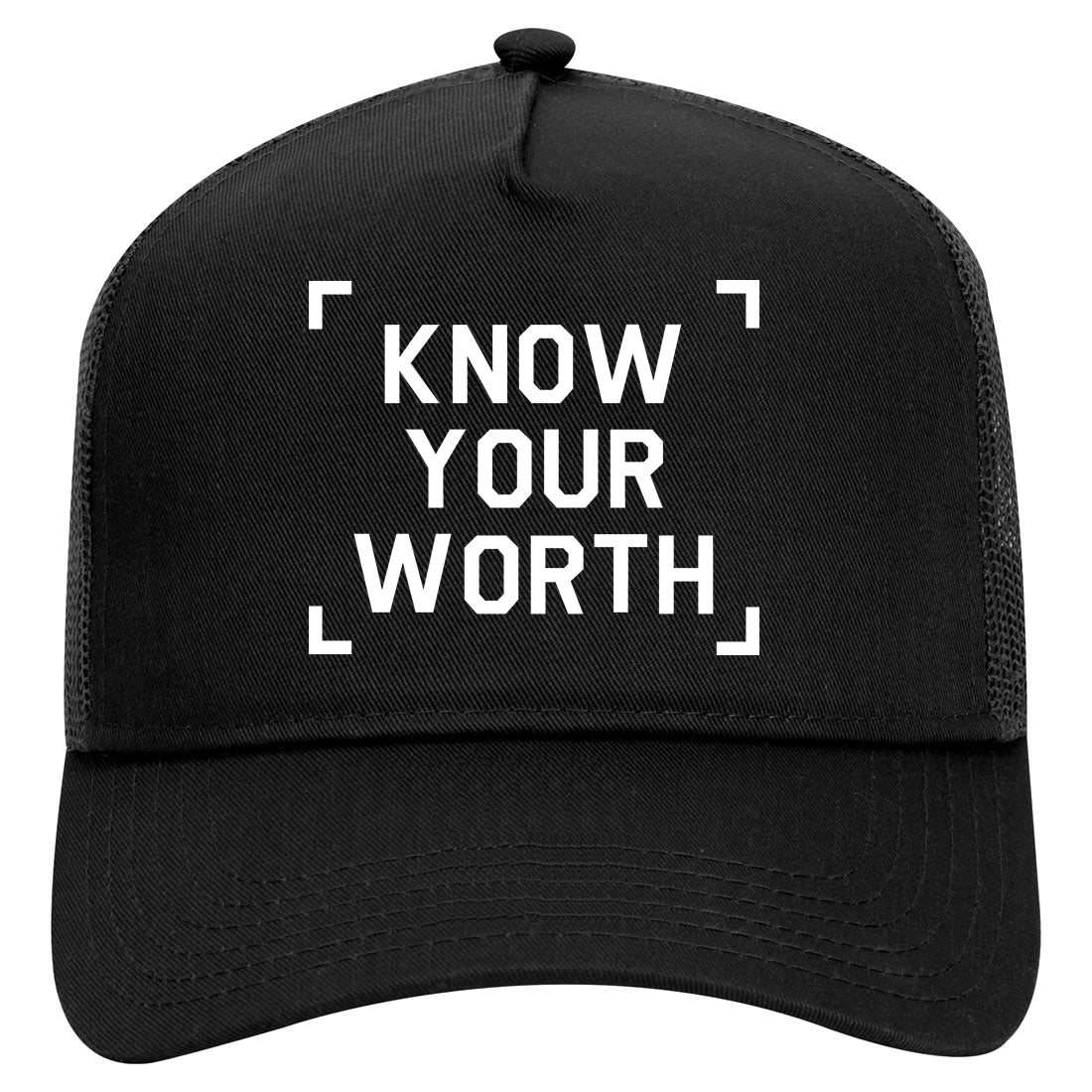 Know Your Worth Mens Mesh Trucker Hat Black