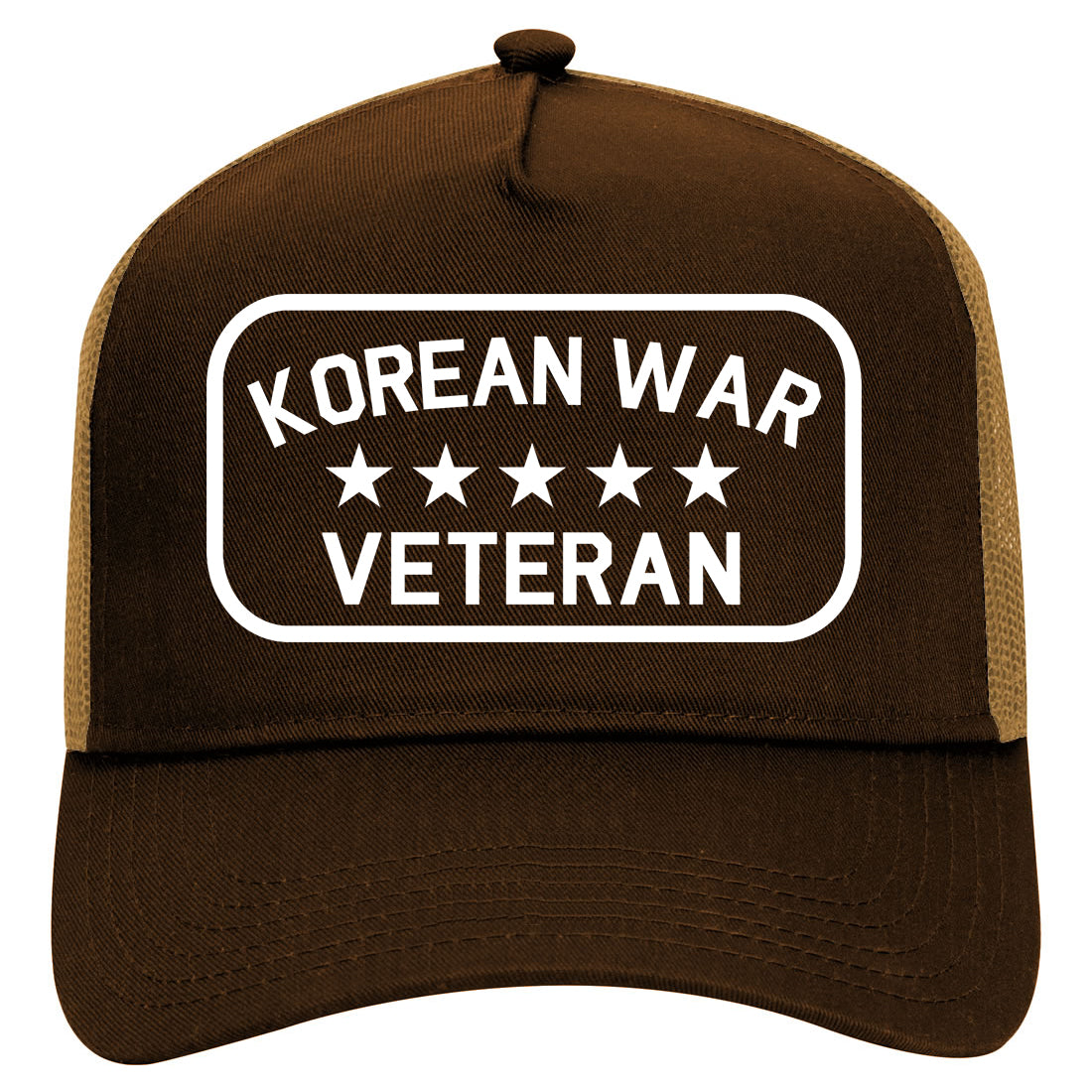 Korean War Veteran Mens Mesh Trucker Hat Brown