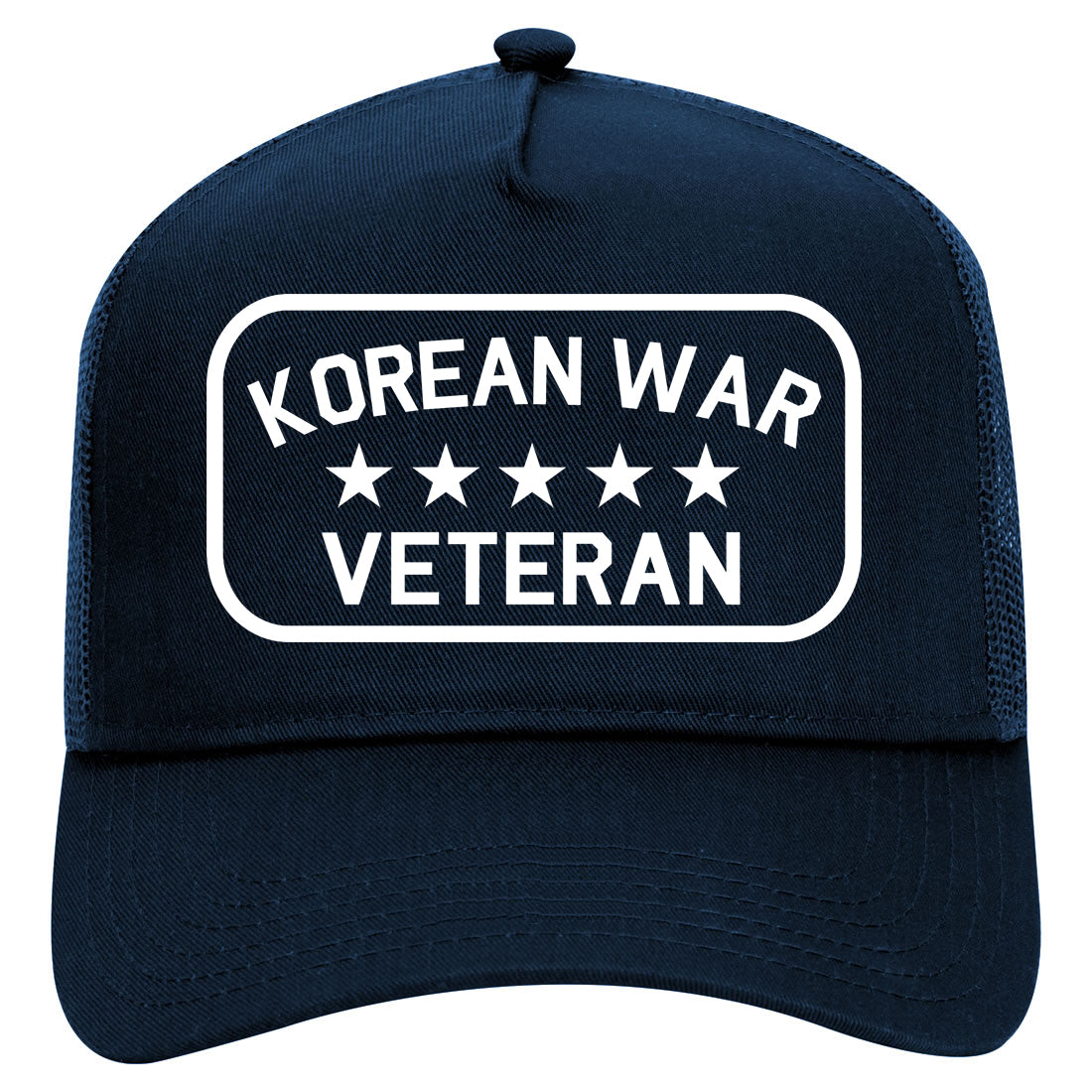 Korean War Veteran Mens Mesh Trucker Hat Navy Blue