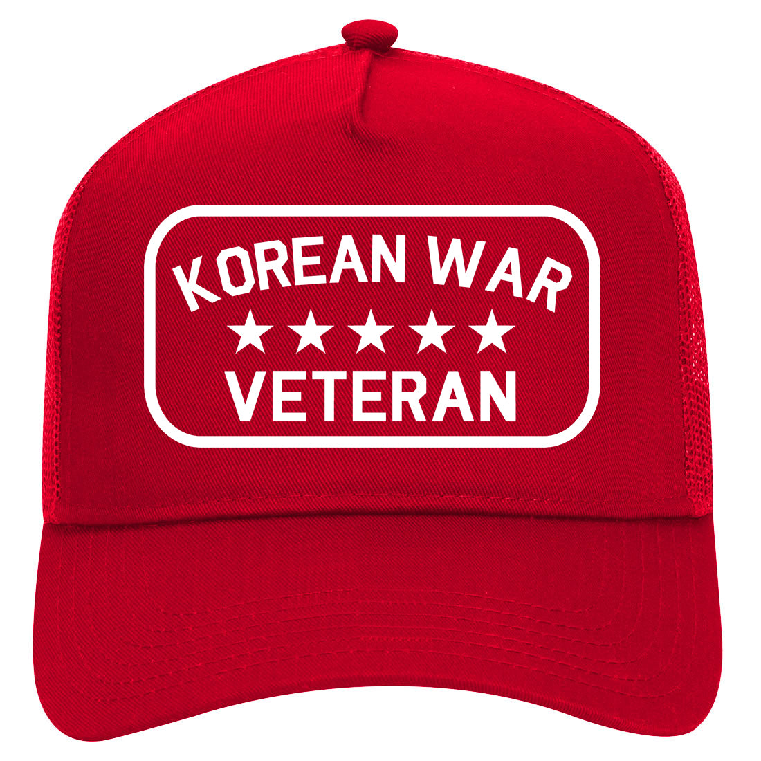 Korean War Veteran Mens Mesh Trucker Hat Red