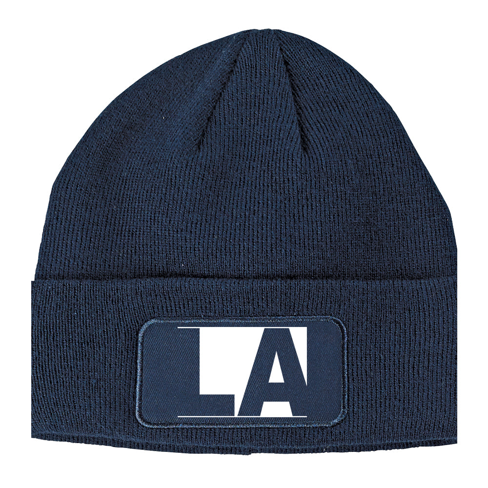 LA Block Los Angeles CA Winter Knit Adult Beanie Hat Navy Blue