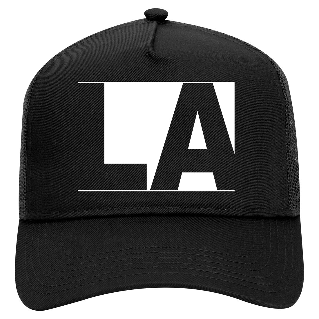 LA Block Los Angeles CA Mens Mesh Trucker Hat Black