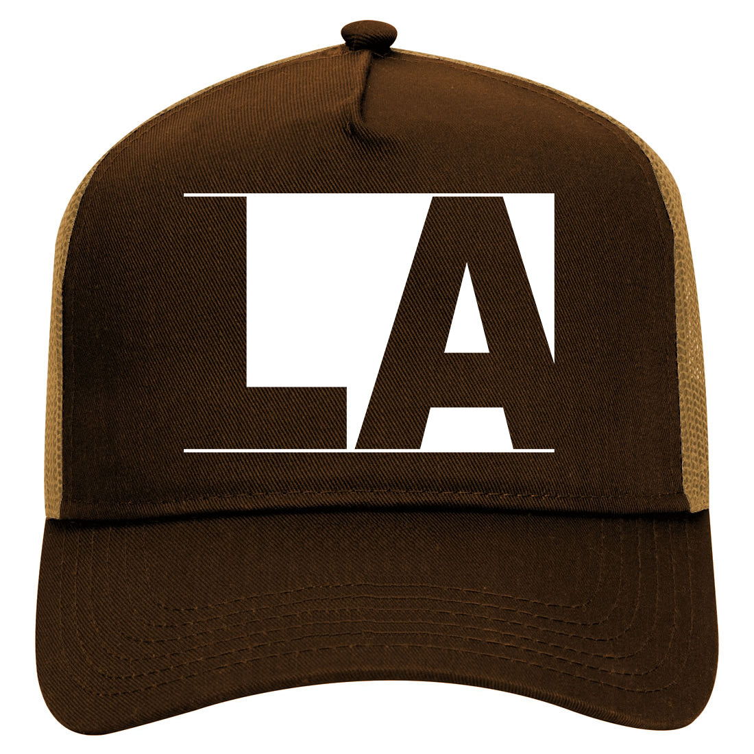 LA Block Los Angeles CA Mens Mesh Trucker Hat Brown
