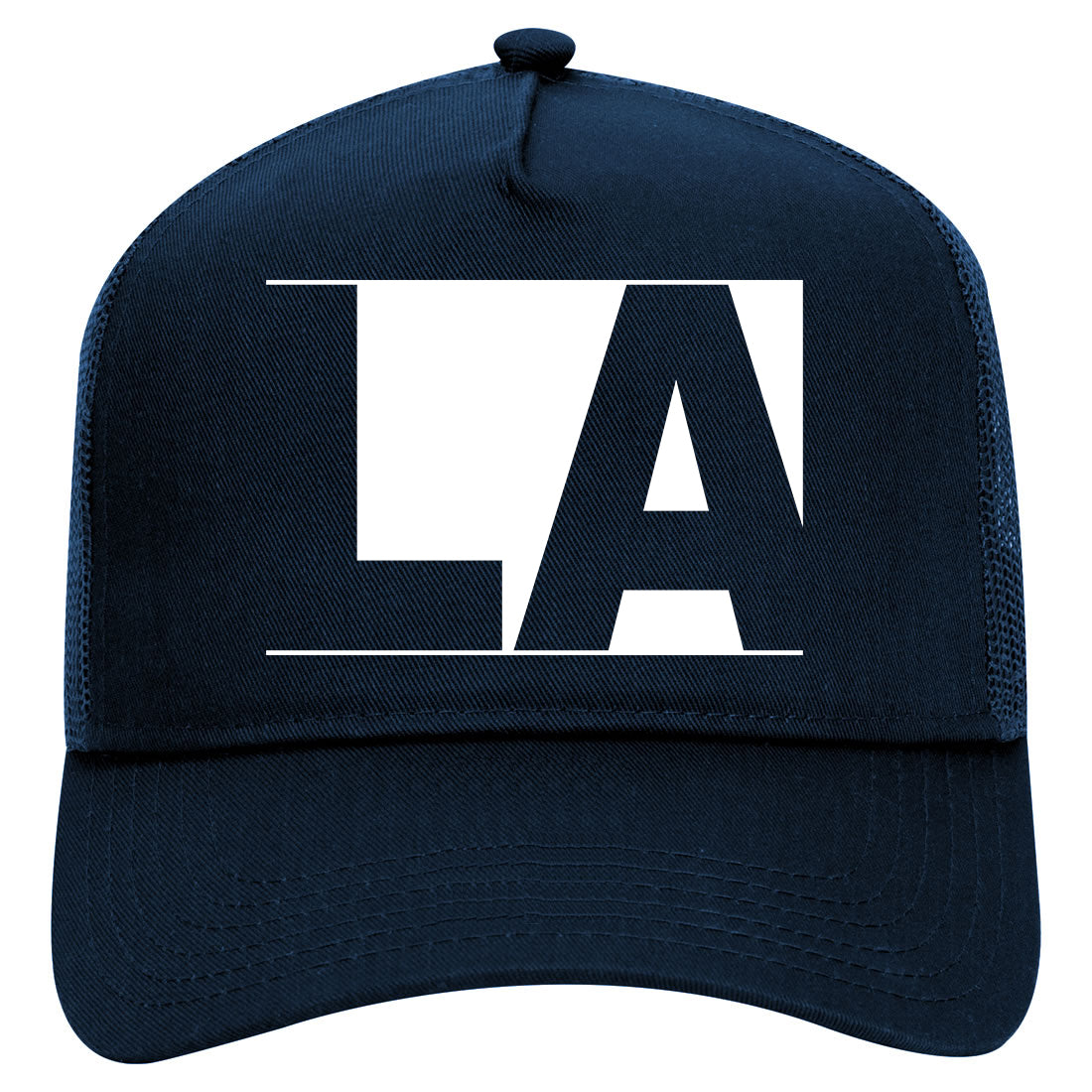 LA Block Los Angeles CA Mens Mesh Trucker Hat Navy Blue
