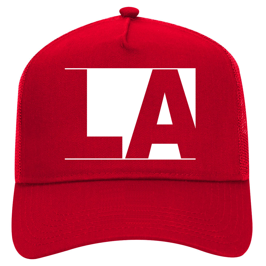LA Block Los Angeles CA Mens Mesh Trucker Hat Red