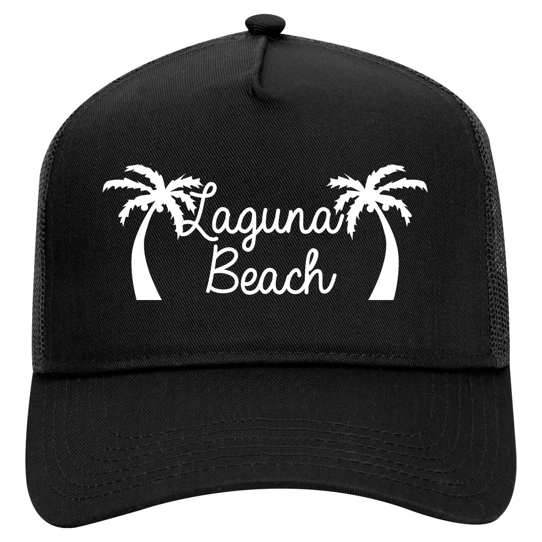 Laguna Beach California Mens Mesh Trucker Hat Black