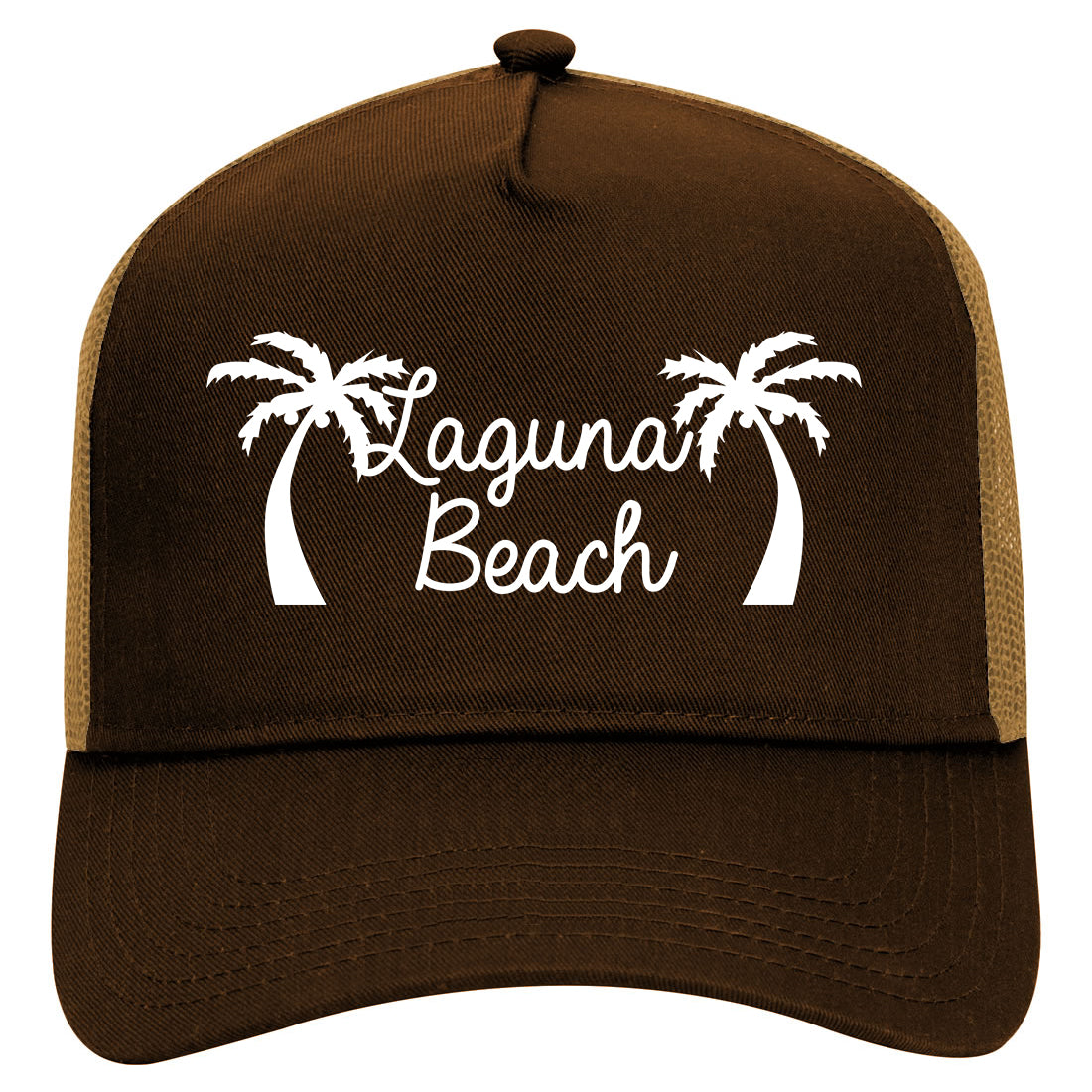 Laguna Beach California Mens Mesh Trucker Hat Brown