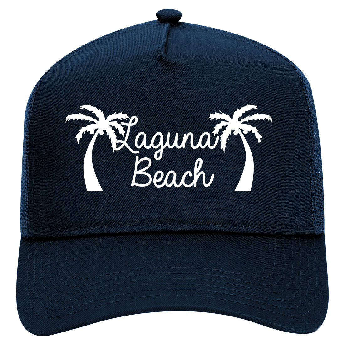 Laguna Beach California Mens Mesh Trucker Hat Navy Blue