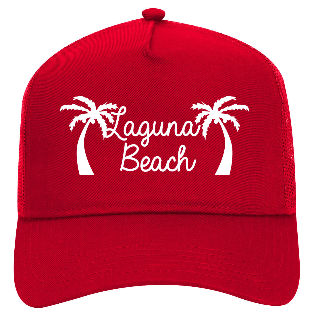 Laguna Beach California Mens Mesh Trucker Hat Red