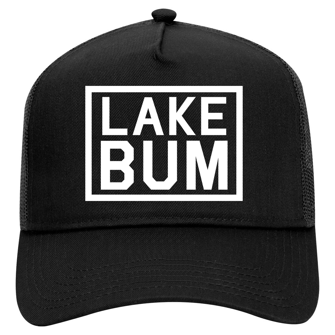 Lake Bum Box Mens Mesh Trucker Hat Black