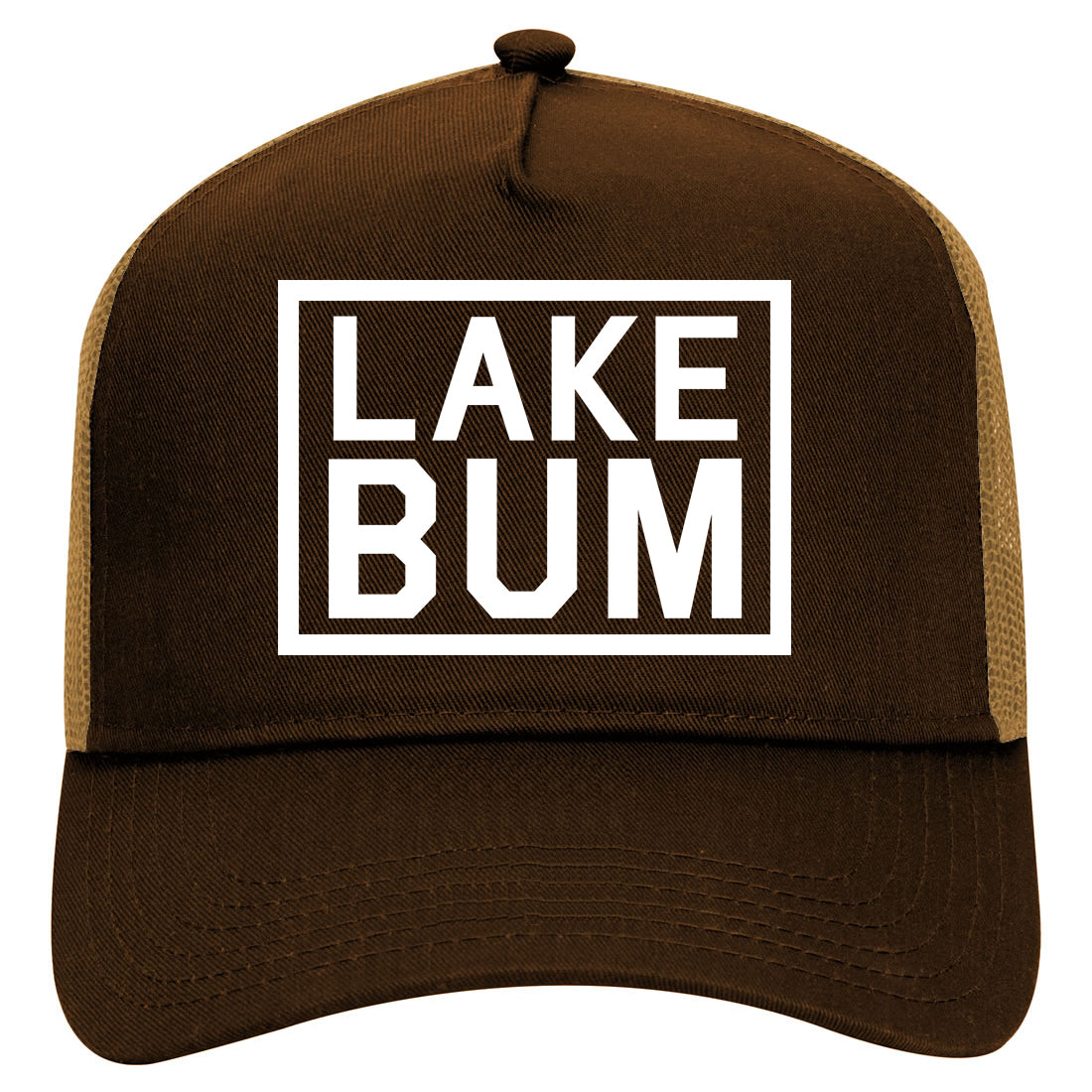 Lake Bum Box Mens Mesh Trucker Hat Brown