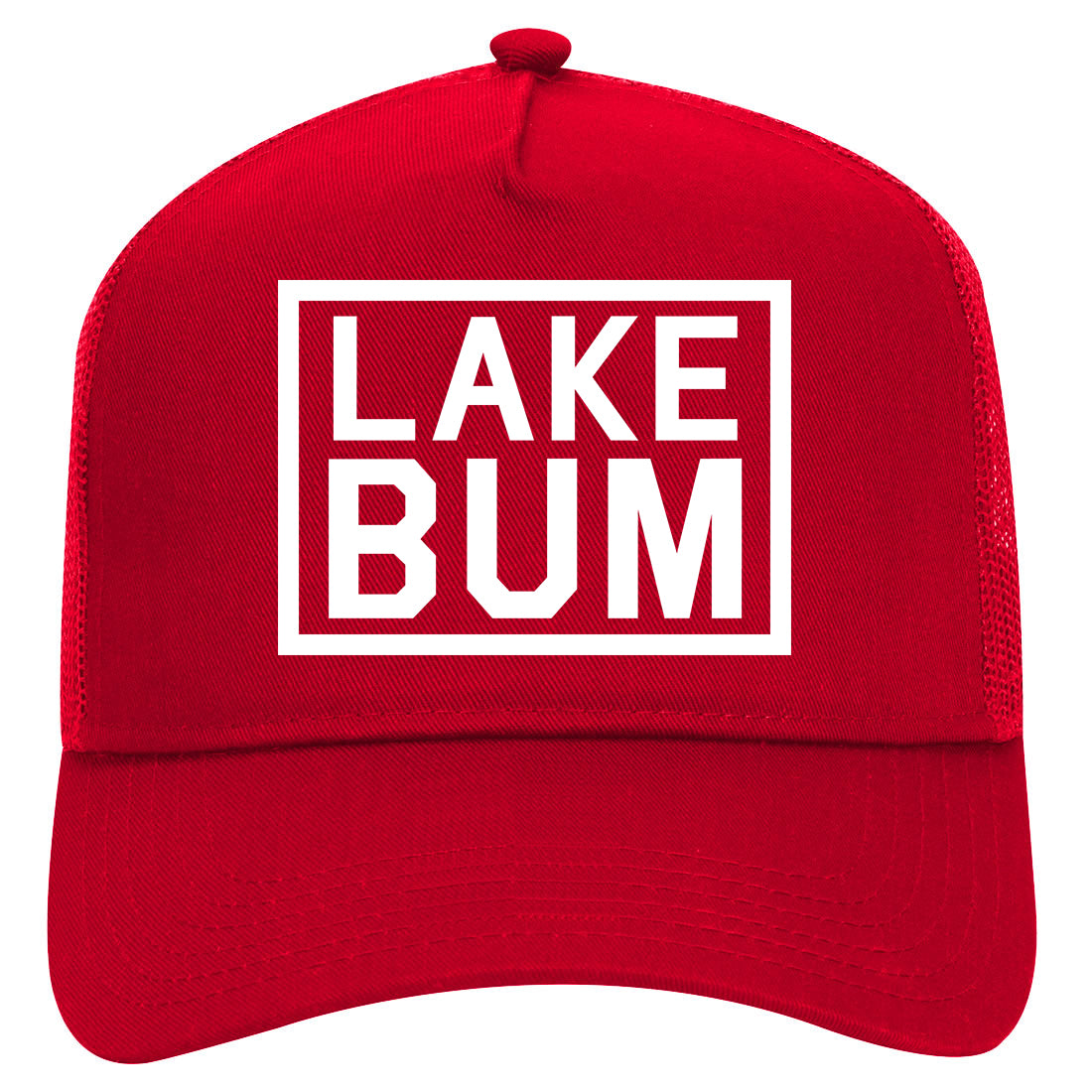 Lake Bum Box Mens Mesh Trucker Hat Red