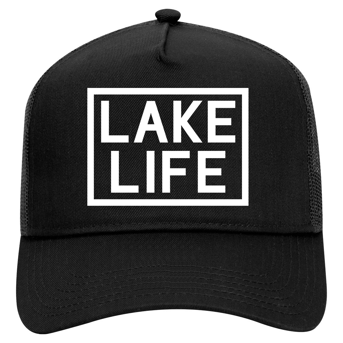 Lake Life Box Mens Mesh Trucker Hat Black