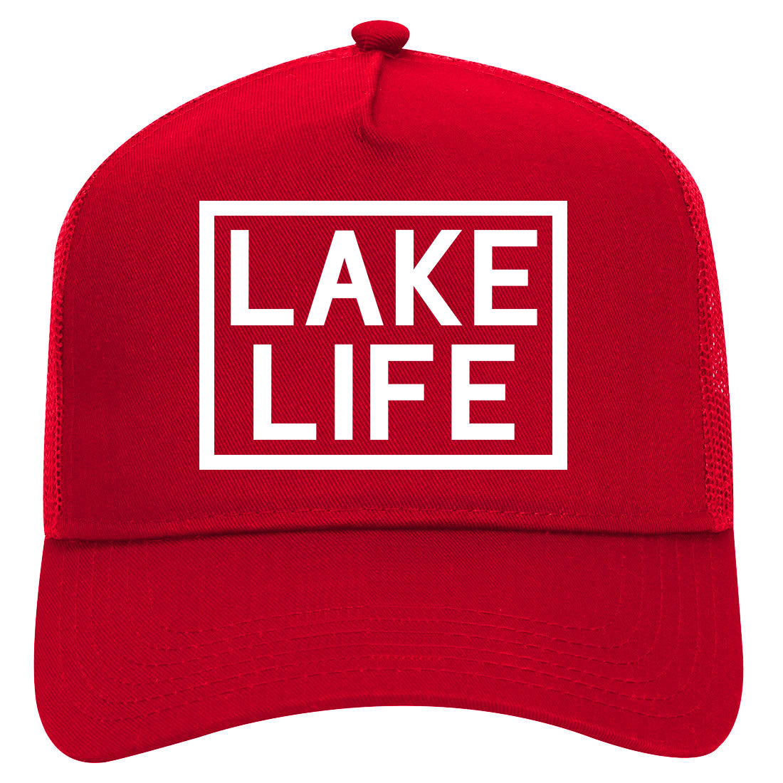 Lake Life Box Mens Mesh Trucker Hat Red