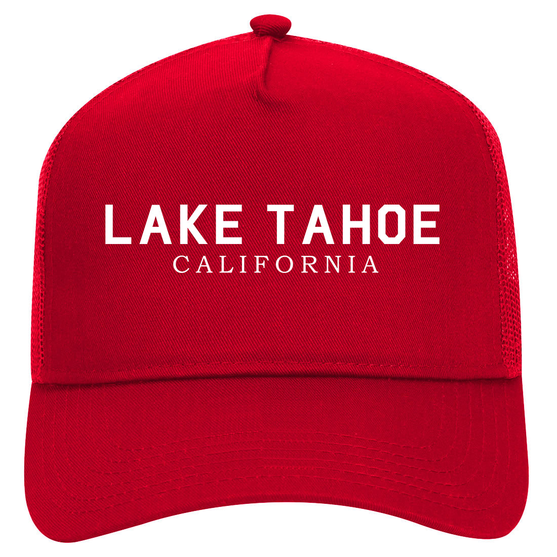 Lake Tahoe California Mountains Mens Mesh Trucker Hat Red