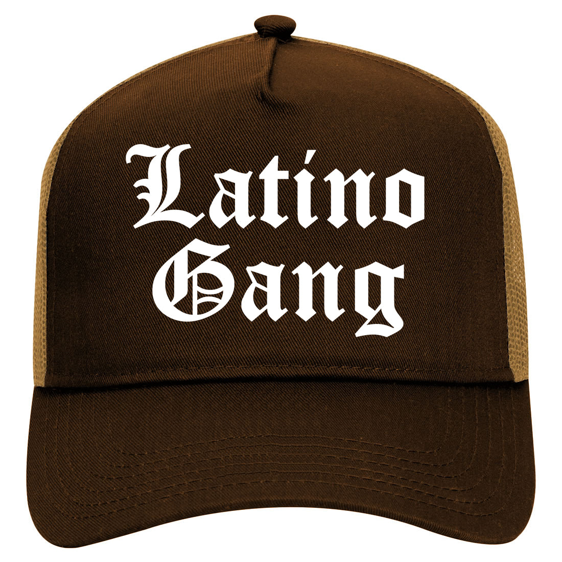 Latino Gang Mens Mesh Trucker Hat Brown