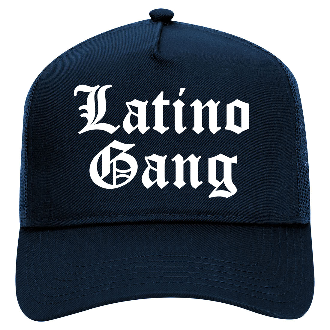 Latino Gang Mens Mesh Trucker Hat Navy Blue