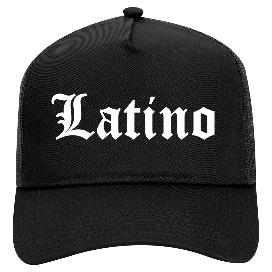 Latino Old English Spanish Mens Mesh Trucker Hat Black