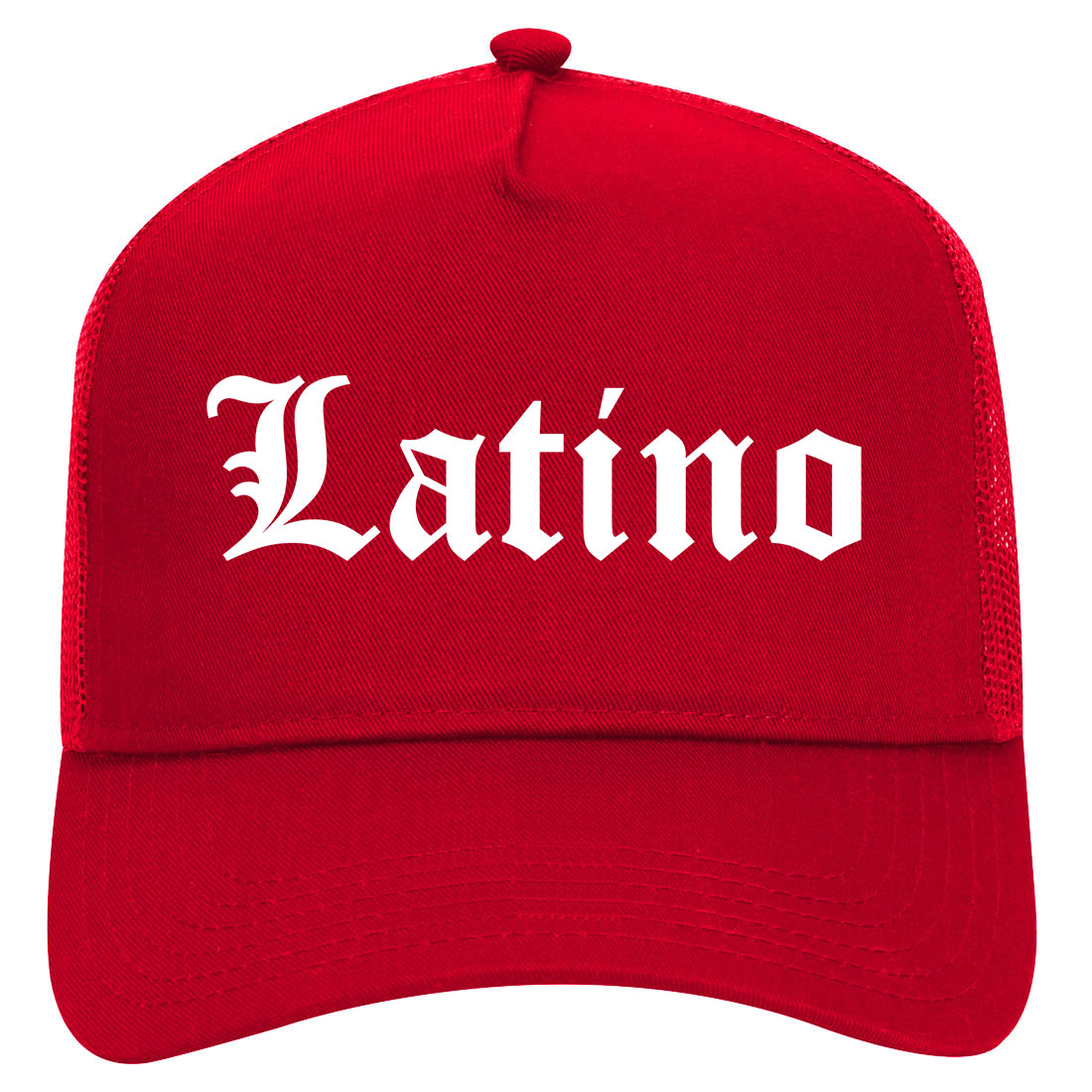 Latino Old English Spanish Mens Mesh Trucker Hat Red