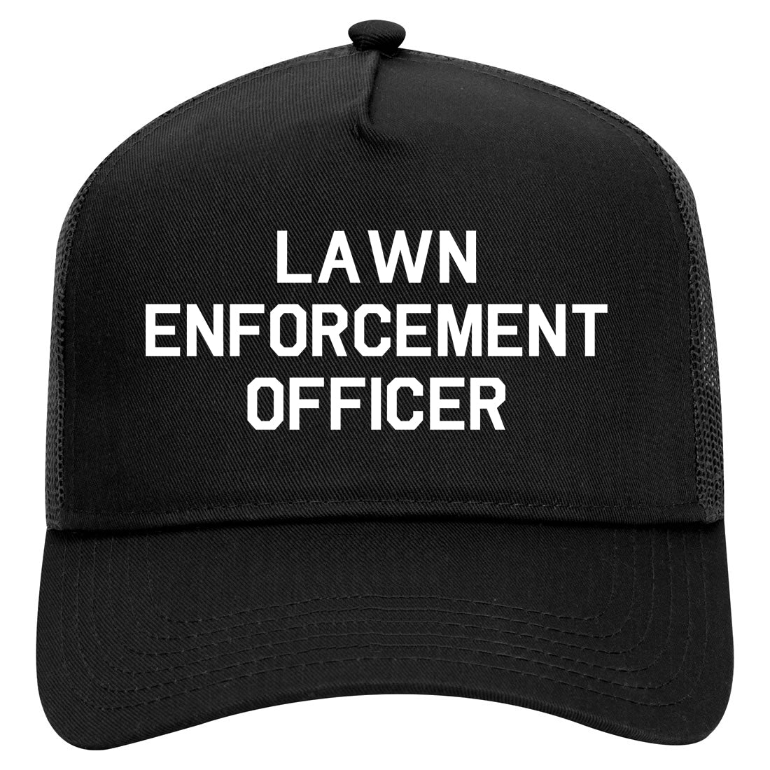 Lawn Enforcement Officer Funny Dad Grandpa Gift Mens Mesh Trucker Hat Black