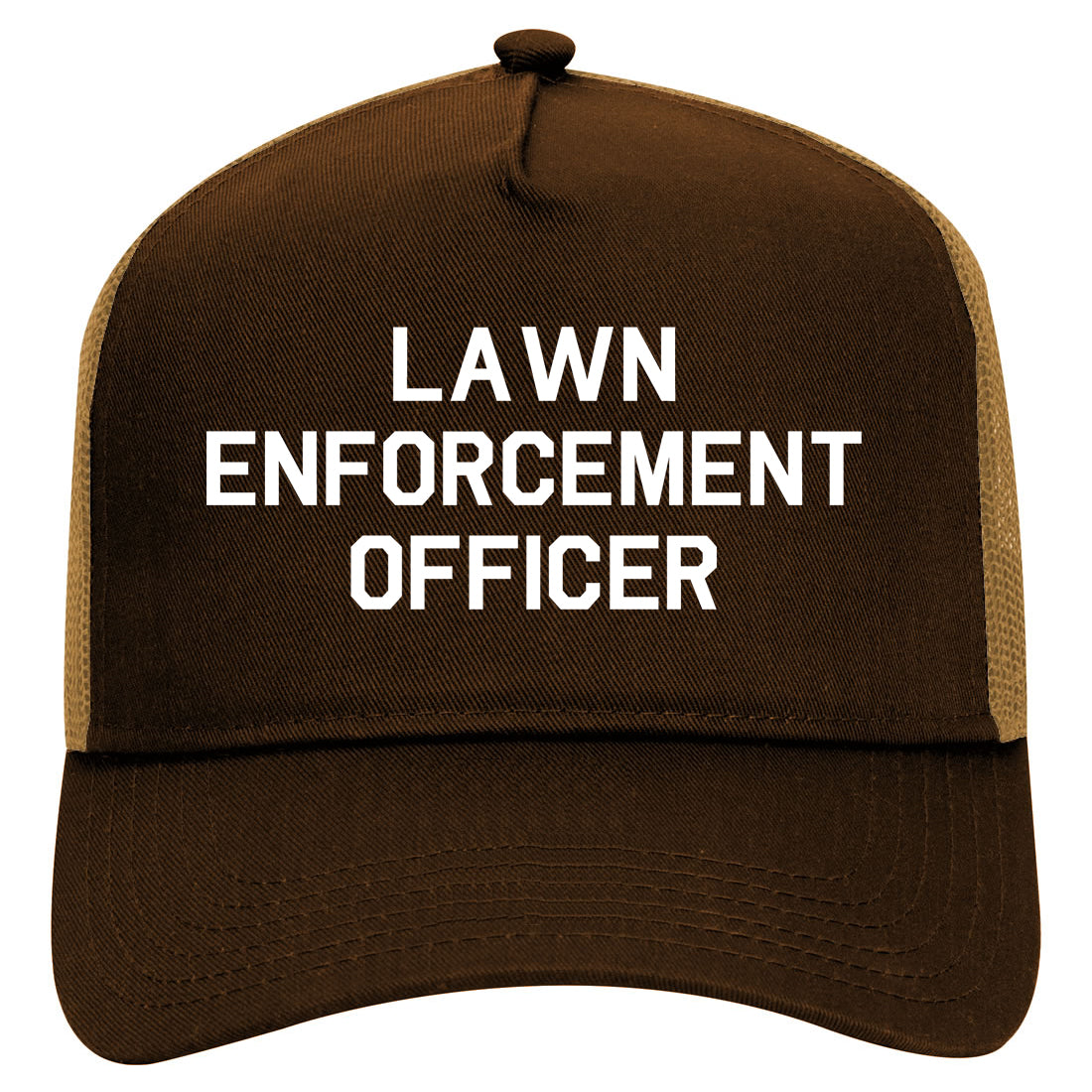 Lawn Enforcement Officer Funny Dad Grandpa Gift Mens Mesh Trucker Hat Brown