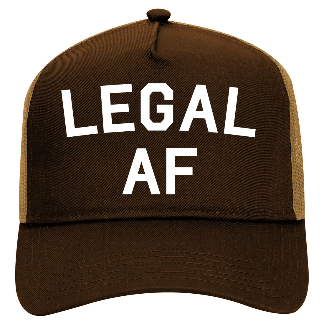 Legal AF 21st Birthday Mens Mesh Trucker Hat Brown