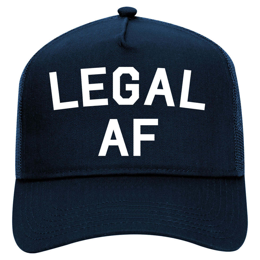 Legal AF 21st Birthday Mens Mesh Trucker Hat Navy Blue