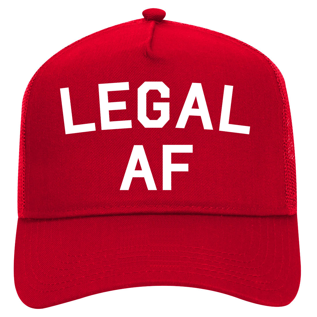 Legal AF 21st Birthday Mens Mesh Trucker Hat Red