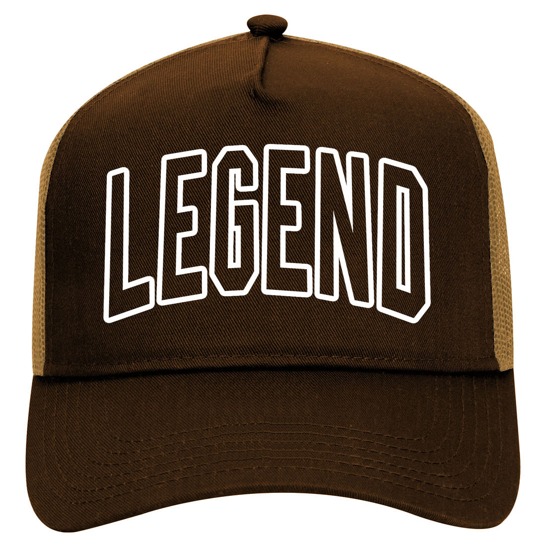 Legend Outline Mens Mesh Trucker Hat Brown