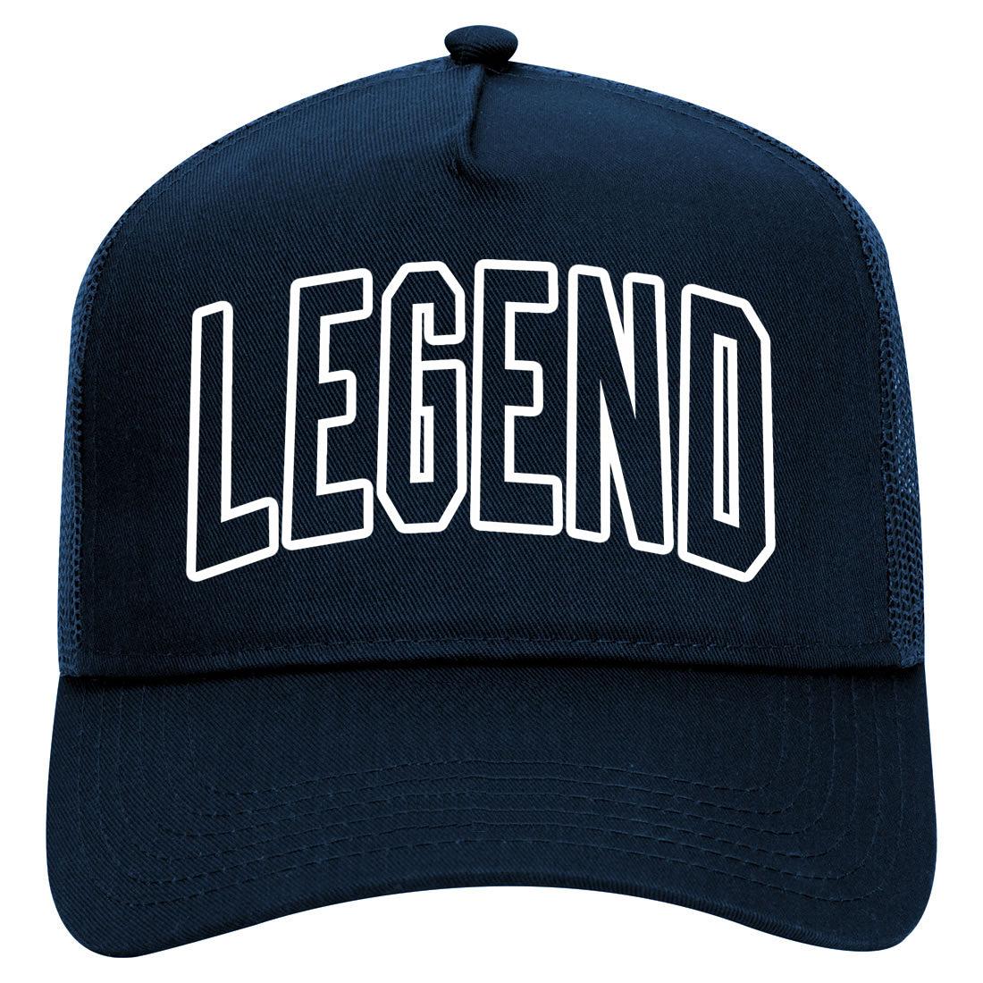 Legend Outline Mens Mesh Trucker Hat Navy Blue