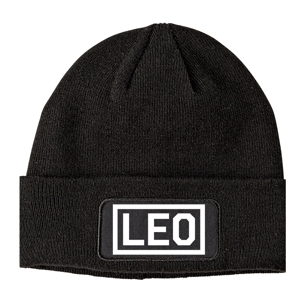 Leo Horoscope Sign Winter Knit Adult Beanie Hat Black