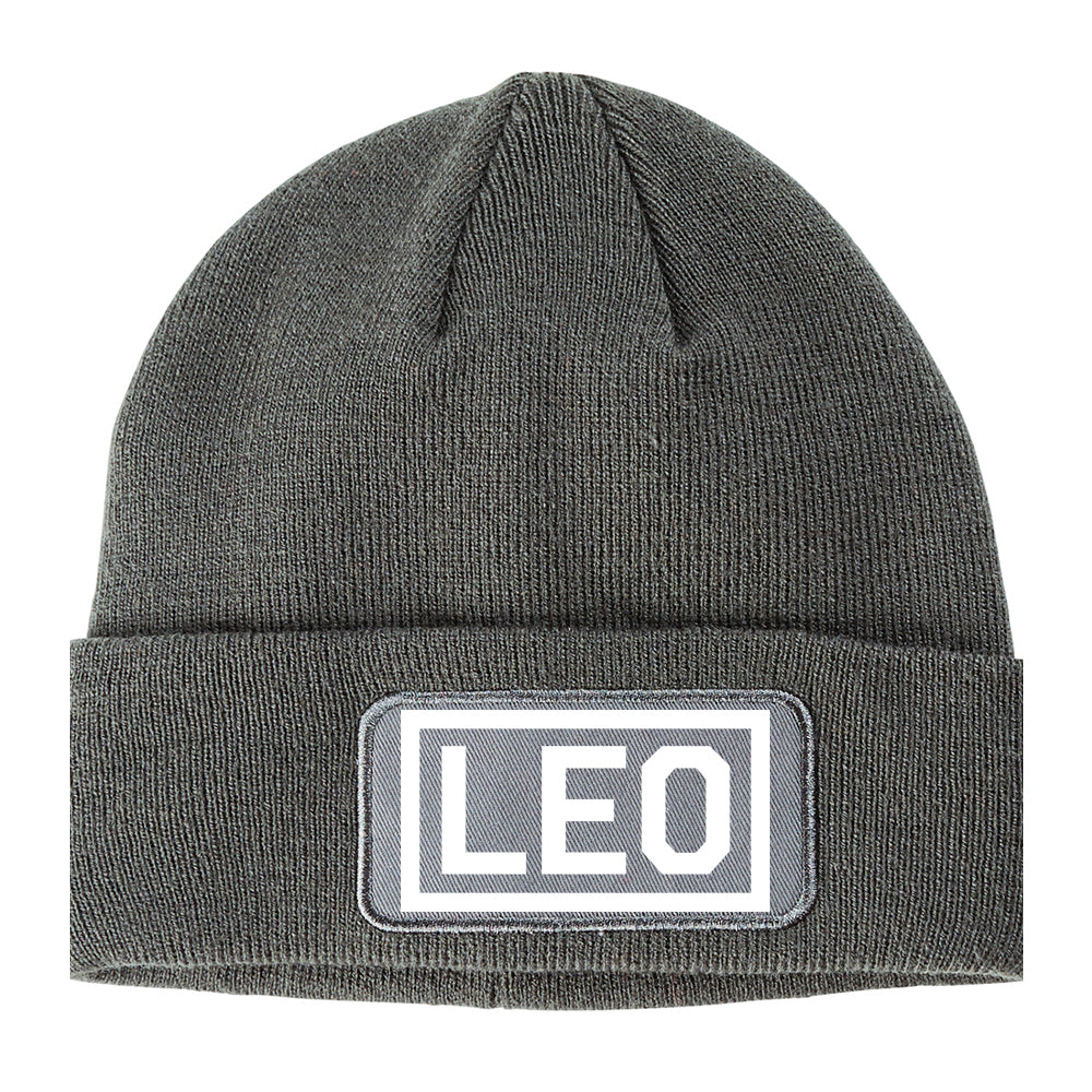 Leo Horoscope Sign Winter Knit Adult Beanie Hat Grey