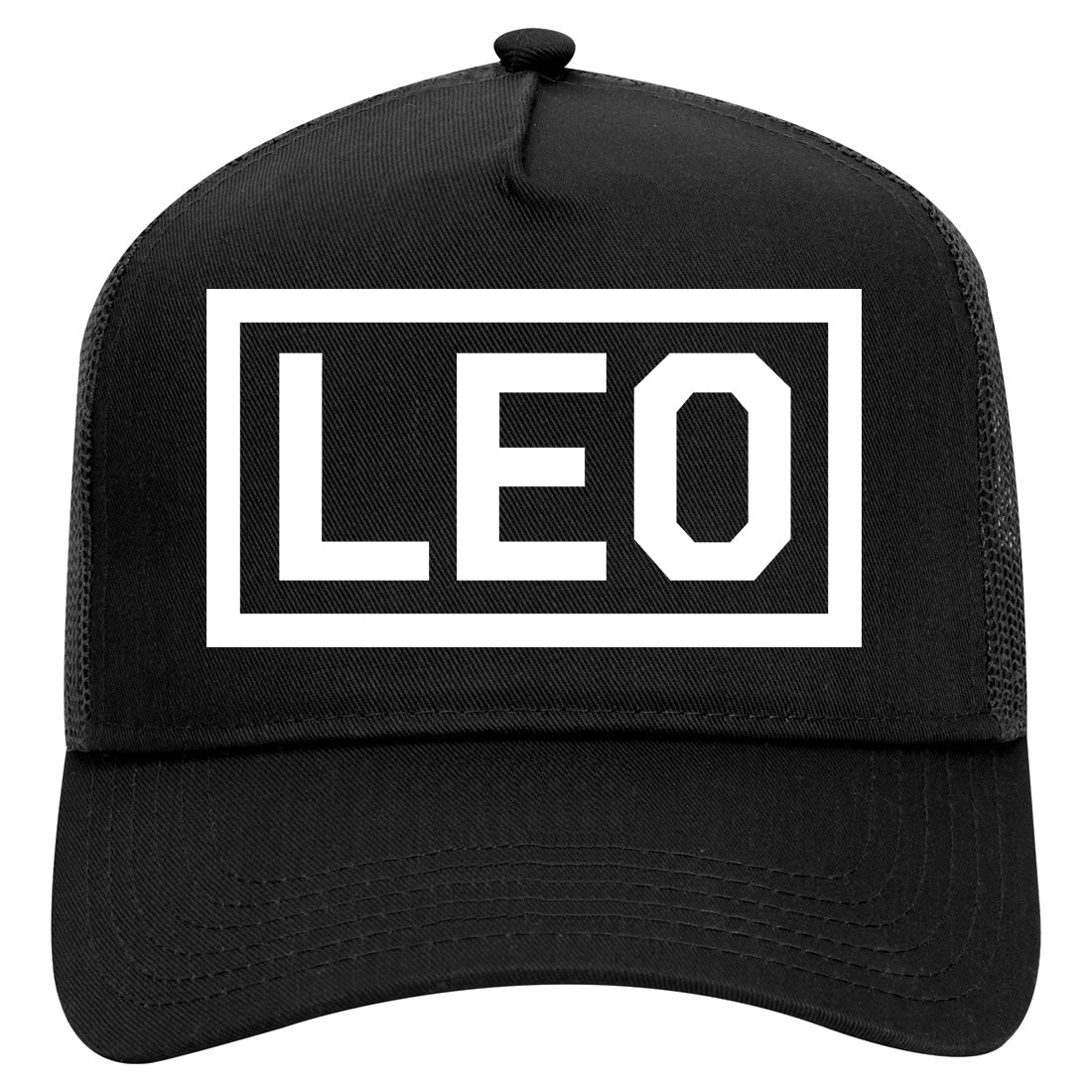 Leo Horoscope Sign Mens Mesh Trucker Hat Black