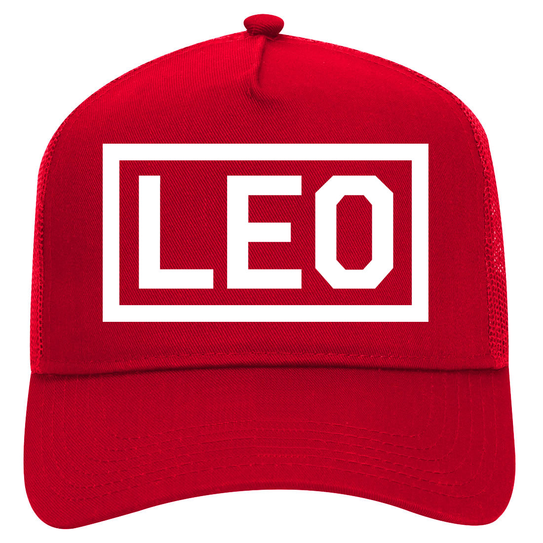 Leo Horoscope Sign Mens Mesh Trucker Hat Red