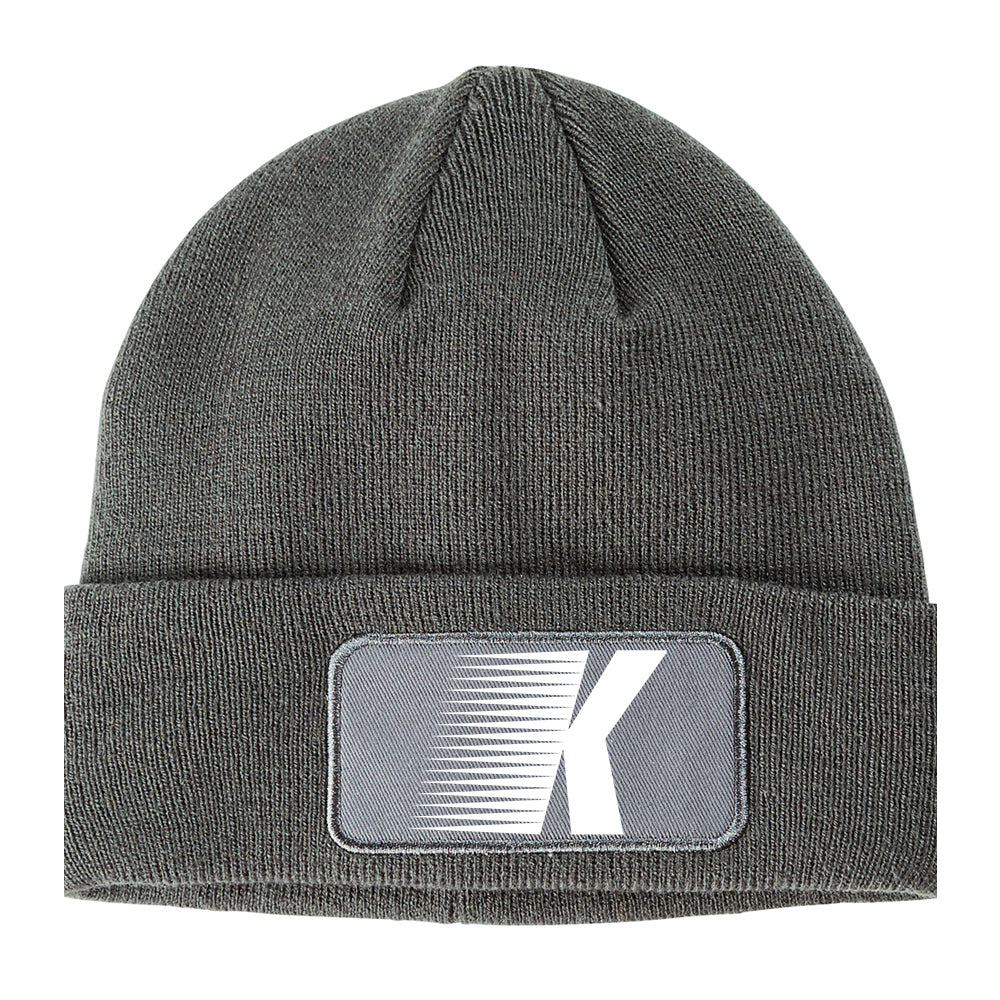 Letter K Flash Winter Knit Adult Beanie Hat Grey