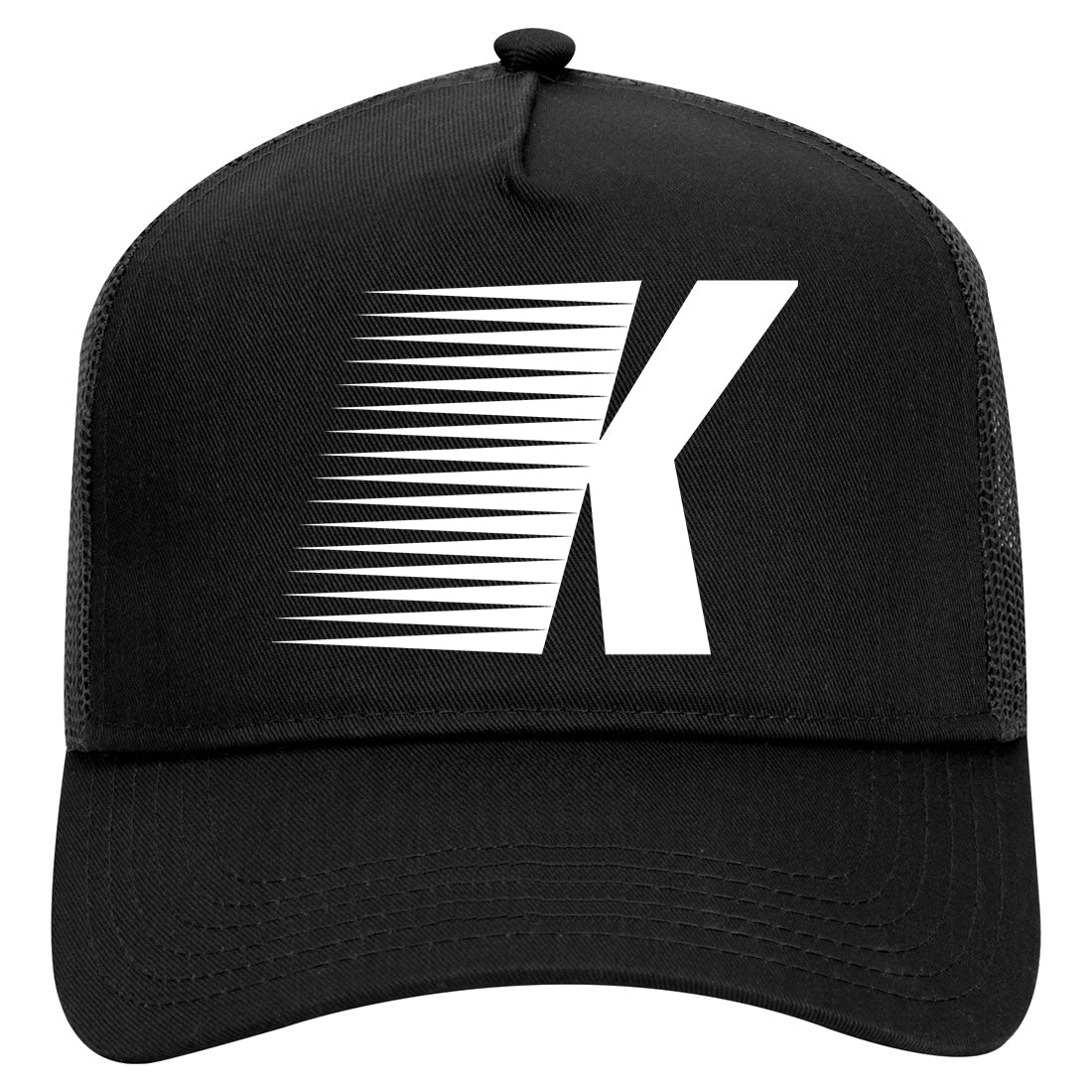 Letter K Flash Mens Mesh Trucker Hat Black